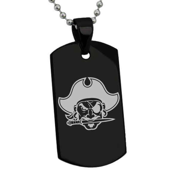 Stainless Steel Buccaneer Privateer Pirate Engraved Dog Tag Pendant Necklace