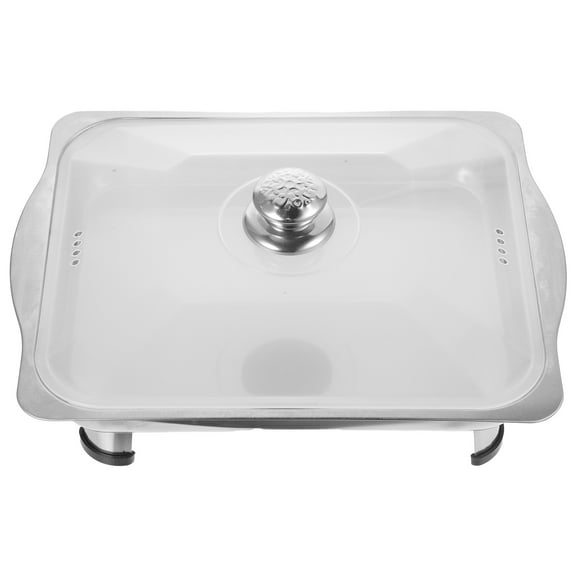 Stainless Steel Buffet Plate Serving Rectangular Covered Canteen Dining Basin Grilled Fish