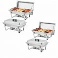 thumbnail image 1 of Stainless Steel Buffet Server Set, 3-Well Rectangular Chafing Dish Multi-Compartment Food Warmer for Catering, Wedding Events, Home Parties, 1 of 7