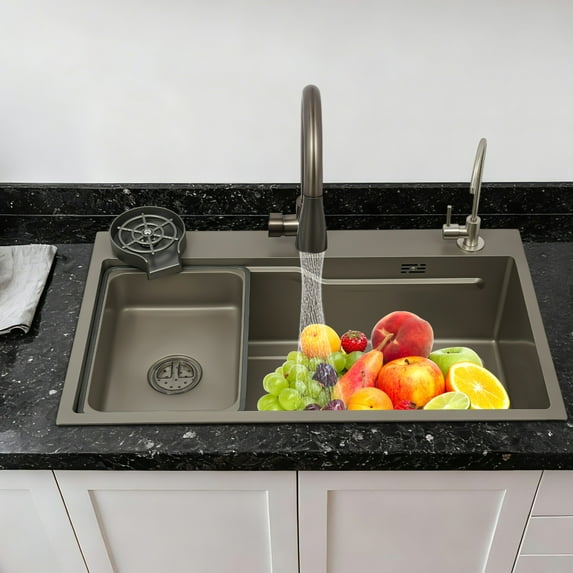 Stainless Steel Built-in Kitchen Sink Multifunctional Sink with Pull Out Faucet