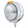 thumbnail image 1 of Stainless Steel Bullet Embossed Stripe Headlight H6024 & Dual Mode LED Signal - Amber Lens, 1 of 1