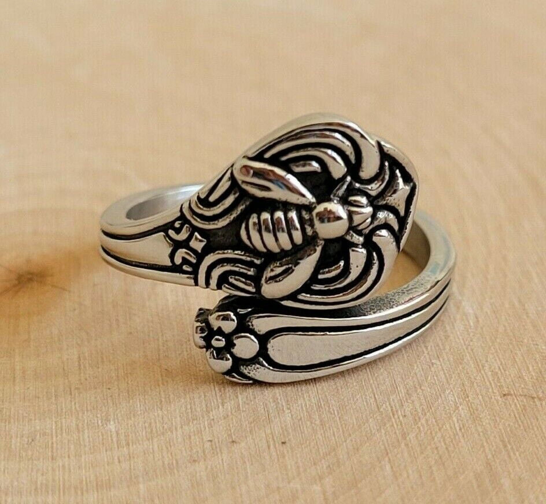 Stainless Steel Bumble Bee Spoon Women Ring - Silver Finish Garden ...
