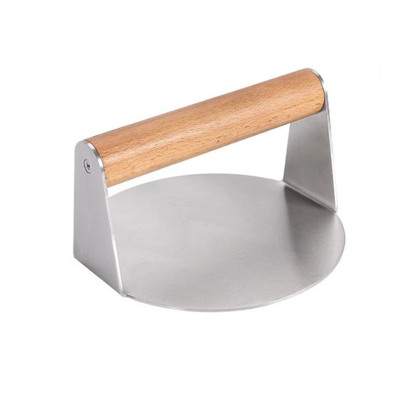 Stainless Steel Burger 5.5 Inch Round Burger Hamburger Patty Maker With Wood Handle Non Stick Grill