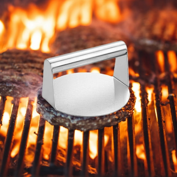 Stainless Steel Burger Press, Meat Patty Maker Mold for Grilling, Heavy Duty Meatloaf Press with Non-Slip Handle, Easy to Clean Kitchen Tool for BBQ, Round 4.5 Inch