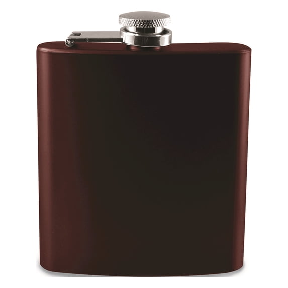 Stainless Steel Burgundy Engraveable 6 oz Flask (3.75x1mm)