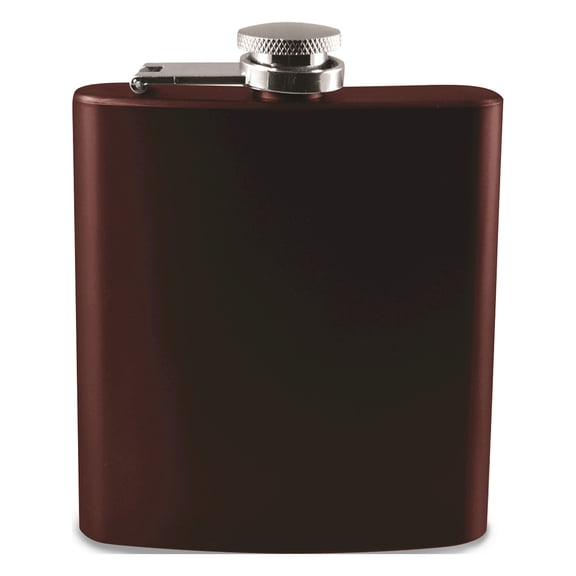 Stainless Steel Burgundy Engraveable 6 oz Flask (3.75x1mm)