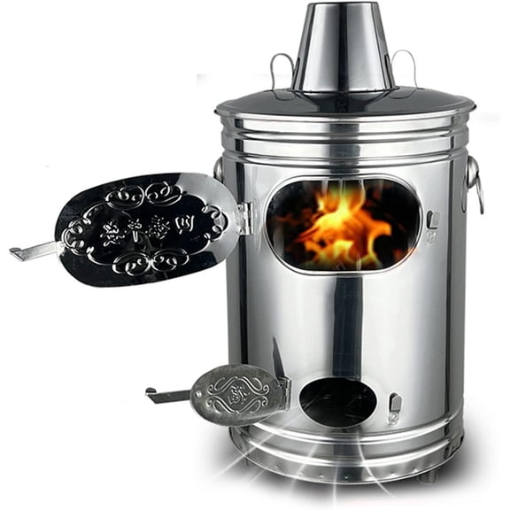 Stainless Steel Burn Barrel, Incinerator Cage with Chimney, Garden Burn Incinerator Bin with Fire Hook for Paper Leaf Trash Backyard Bonfire (34x34x61cm(13.4x13.4x24inch), A)