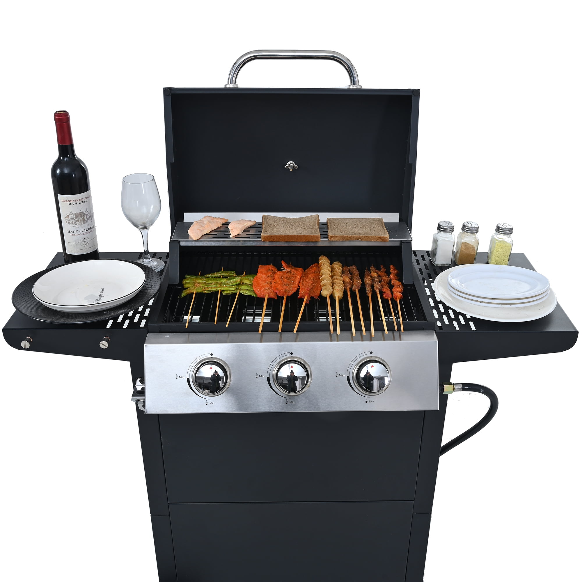 Stainless Steel Burners 4-Burner 34,000 BTU Gas Grill for Patio Outdoor Grills