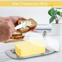 Stainless Steel Butter Dish with Lid and Handle - 250g Capacity Container for Cheese, Cold Dishes and Dessert Storage - Silver