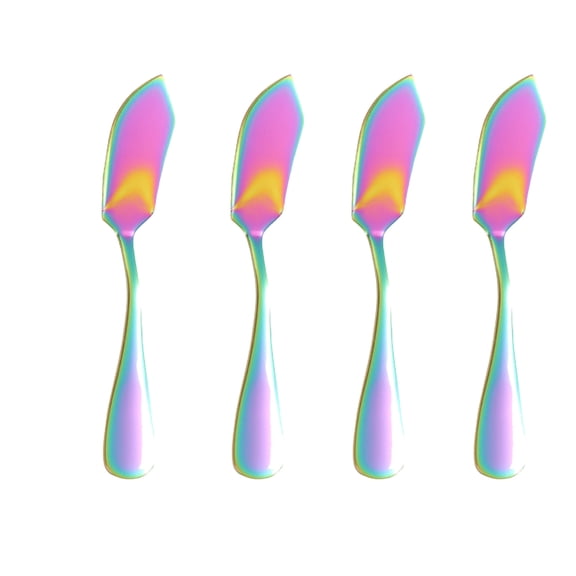 Stainless Steel Butter Knives, Cheese Knives, Butter Spreader for Kitchen Restaurant Party,Set of 4,Multicolor