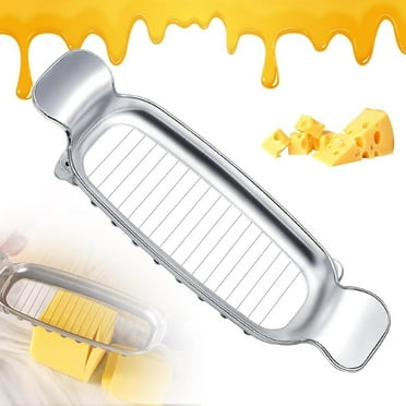 Stainless Steel Butter Slicer Cutter, Cheese Cutter Butter Slicer Parts Multifunctional Kitchen Food Tool Butter Cutter Wire Cheese Slicer for Block Cheeses Dishwasher Safe (1)