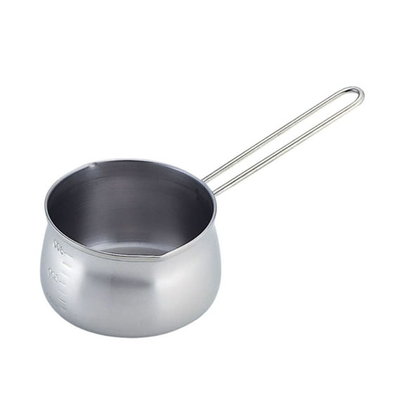 Stainless Steel Butter Warmer Measuring Pan, Milk Warmer Pot with Dual Pour Spouts, Small Sauce Pan for Stove Top, Chocolate Melting, Coffee Tea Soup Warming