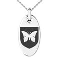 thumbnail image 1 of Stainless Steel Butterfly Free Spirit Coat of Arms Shield Engraved Small Oval Charm Pendant Necklace, 1 of 1