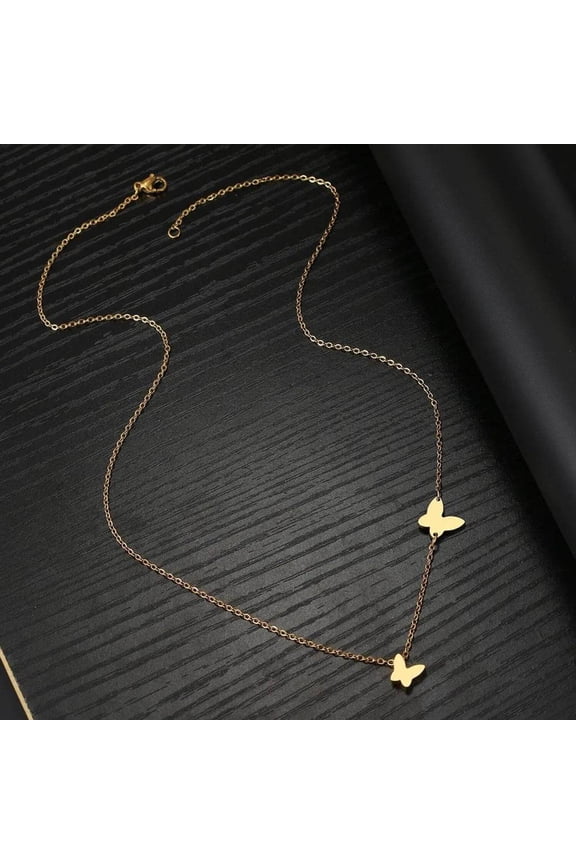 Stainless Steel Butterfly Pendant Sweet Temperamental All-match Niche Design Necklace