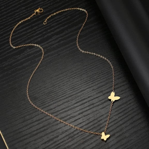 Stainless Steel Butterfly Pendant Sweet Temperamental All-match Niche Design Necklace