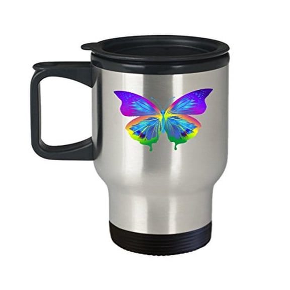 Stainless Steel Butterfly Travel Mug - 14 oz Insect Coffee Cup Gift
