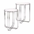 thumbnail image 1 of Benzara BM195427 Marble Inserted Side Tables with Aluminum Crossed Base, Silver & White - Set of 2, 1 of 3