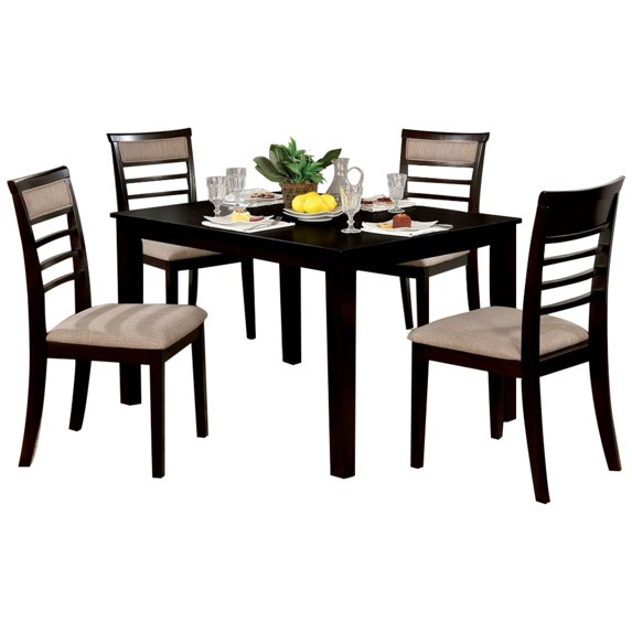 Benzara 5-Piece Wooden Dining Table Set-Color:Espresso Brown