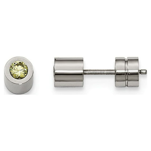 Stainless Steel CZ August Birthstone Polished Post Earrings