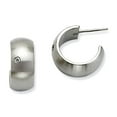 thumbnail image 1 of Stainless Steel CZ Brushed J Post Hoop Earrings, 1 of 2