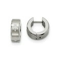 thumbnail image 1 of Stainless Steel CZ Brushed & Polished Hinged Hoop Earrings, 1 of 6