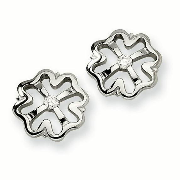 Stainless Steel CZ Clover Earrings Stainless Steel Earrings