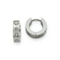 thumbnail image 1 of Stainless Steel CZ Hinged Hoop Earrings, 1 of 7