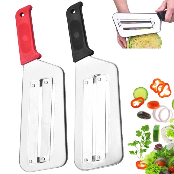 Stainless Steel Cabbage Shredder Slicer, Double Blade Vegetable Mandoline Slicer, Manual Food Grater Shredder for Cabbage Lettuce Cucumber Carrot, Kitchen Tool for Salad Pickle Home Cooking