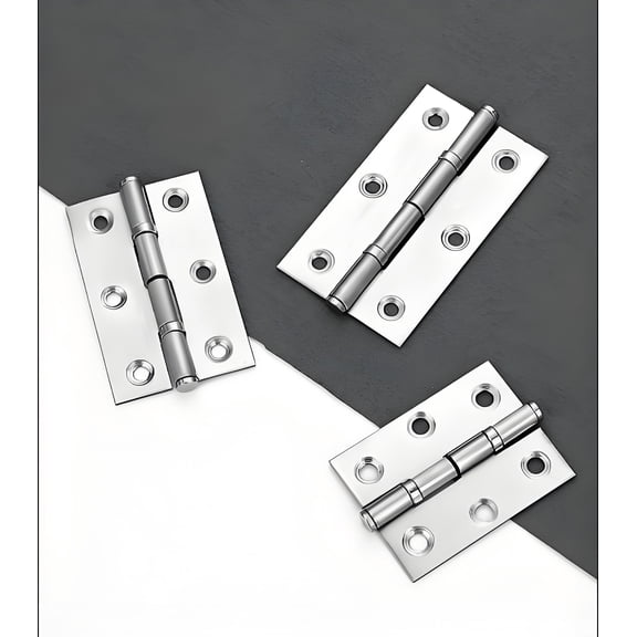 Stainless Steel Cabinet & Door Butt Hinge – Toolbox & Wooden Door Silent Durable Folding Hinge (with Screws,Pearlescent Silver Style)