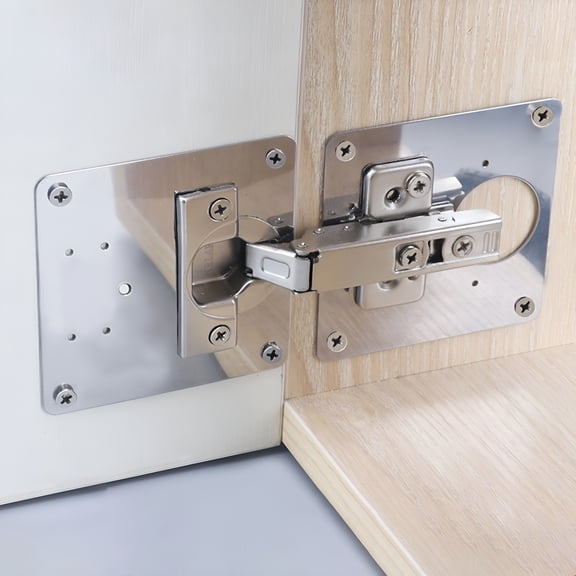 Stainless Steel Cabinet Door Hinge Repair Plate, 3.5 Inch Multi-Hole Mounting Bracket for Kitchen Cupboards and Wardrobes, Includes Screws