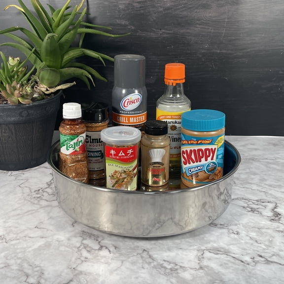Stainless Steel Cabinet and Table Top Lazy Susan, Sauce Storage Kitchen Organizer