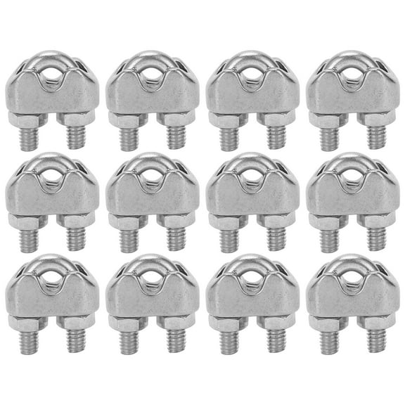 Stainless Steel Wire Rope Cable Clamps, Set of 12, 1/8" M3 Size with U Bolts & Saddle Fasteners