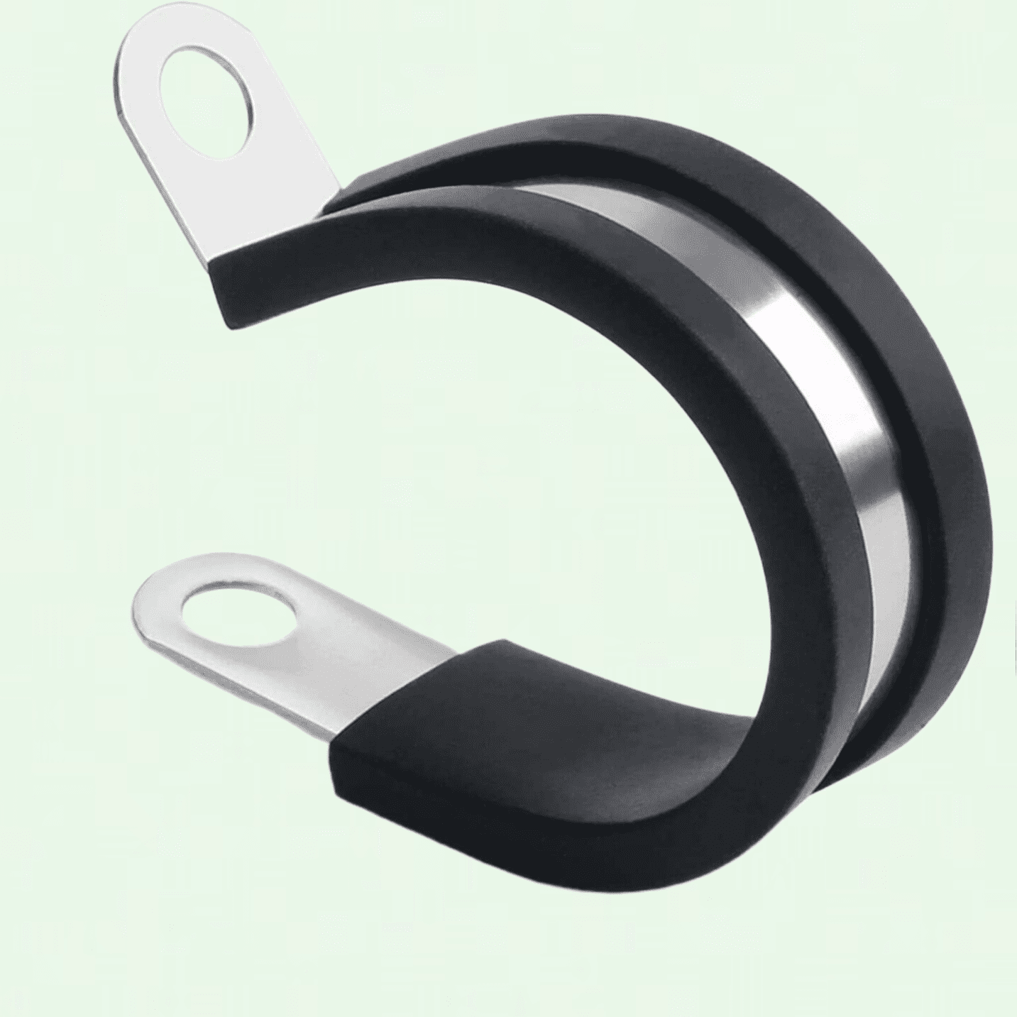 1.75 Inch Black Rubber Cushioned Stainless Steel Cable Clamp