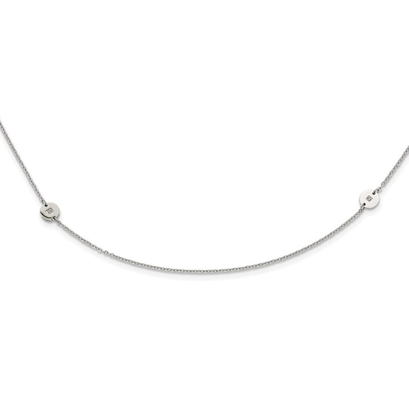 Stainless Steel Cable Fancy Necklace Chain Polished Circles with CZ 33.75 inch