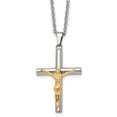 thumbnail image 1 of Stainless Steel Cable Necklace with Pendants Chain Chisel Polished Yellow IP-plated Crucifix Pendant on a 20 inch 25 mm, 1 of 6