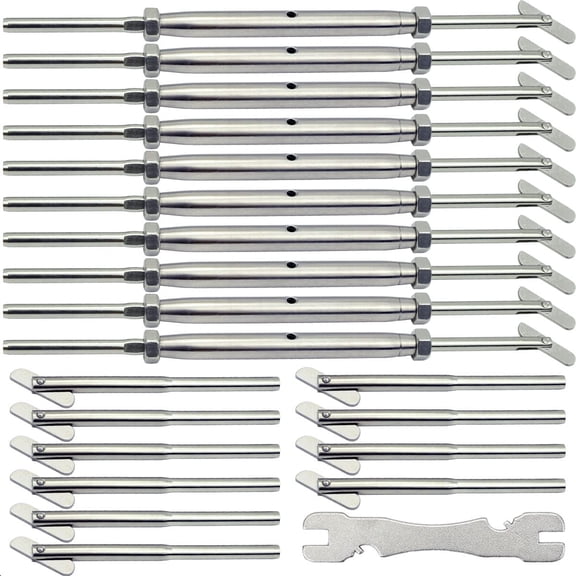 Stainless Steel Cable Railing Hardware Kit, for 1/8 Cable Railing System, for Metal Posts, Adjustable Angle Drop Pin Turnbuckle Kit 10 Pairs