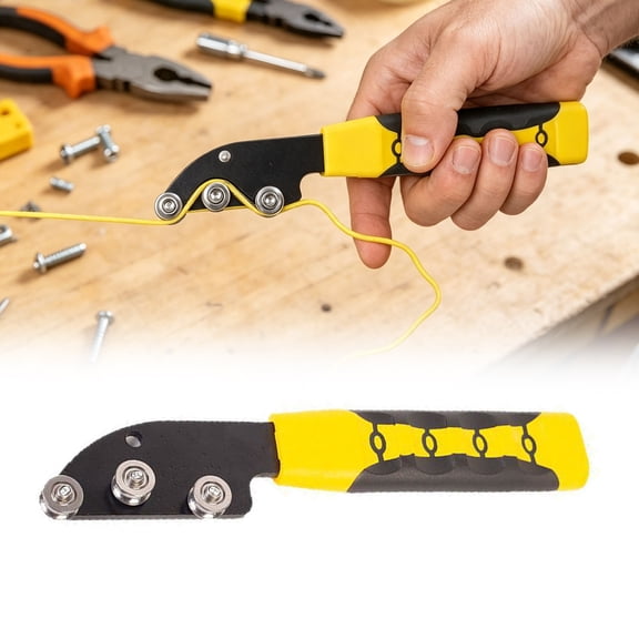 Stainless Steel Cable Straightener Manual Wire Alignment Tool with 3 Steel Rollers and Anti Grip(Yellow-20cm)