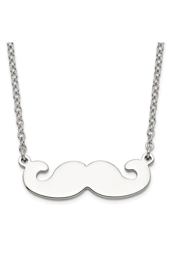 Stainless Steel Cable Themed Necklace Chain Polished Mustache 18 inch