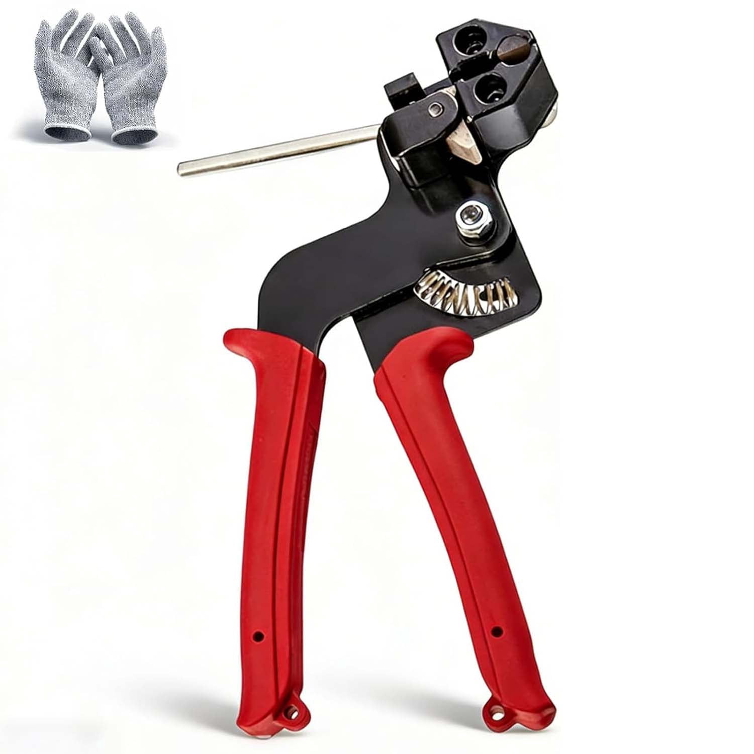 Stainless Steel Cable Tie Gun with Metal Zip Ties, Heavy Duty Tensioning and Cutting Tool, 304 Stainless Steel Cable Tie Gun Kit for Fence, Exhaust, Cable Management (1PC)