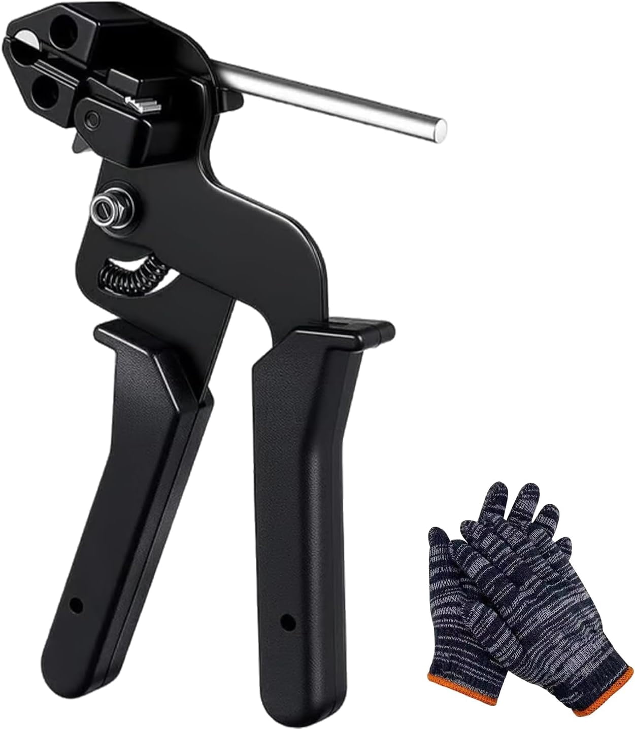 Stainless Steel Cable Tie Gun with Metal Zip Ties, Metal Zip Ties Tool, Adjustable Fastening and Cutting Metal, for Fastening and Cutting Fence Exhaust Pipe Outdoor