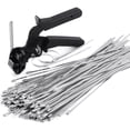 thumbnail image 1 of Stainless Steel Cable Tie Plier, Special Tool for Fastening and Cutting Metal Ties, with 150Pcs 11.8In Ties, 1 of 7