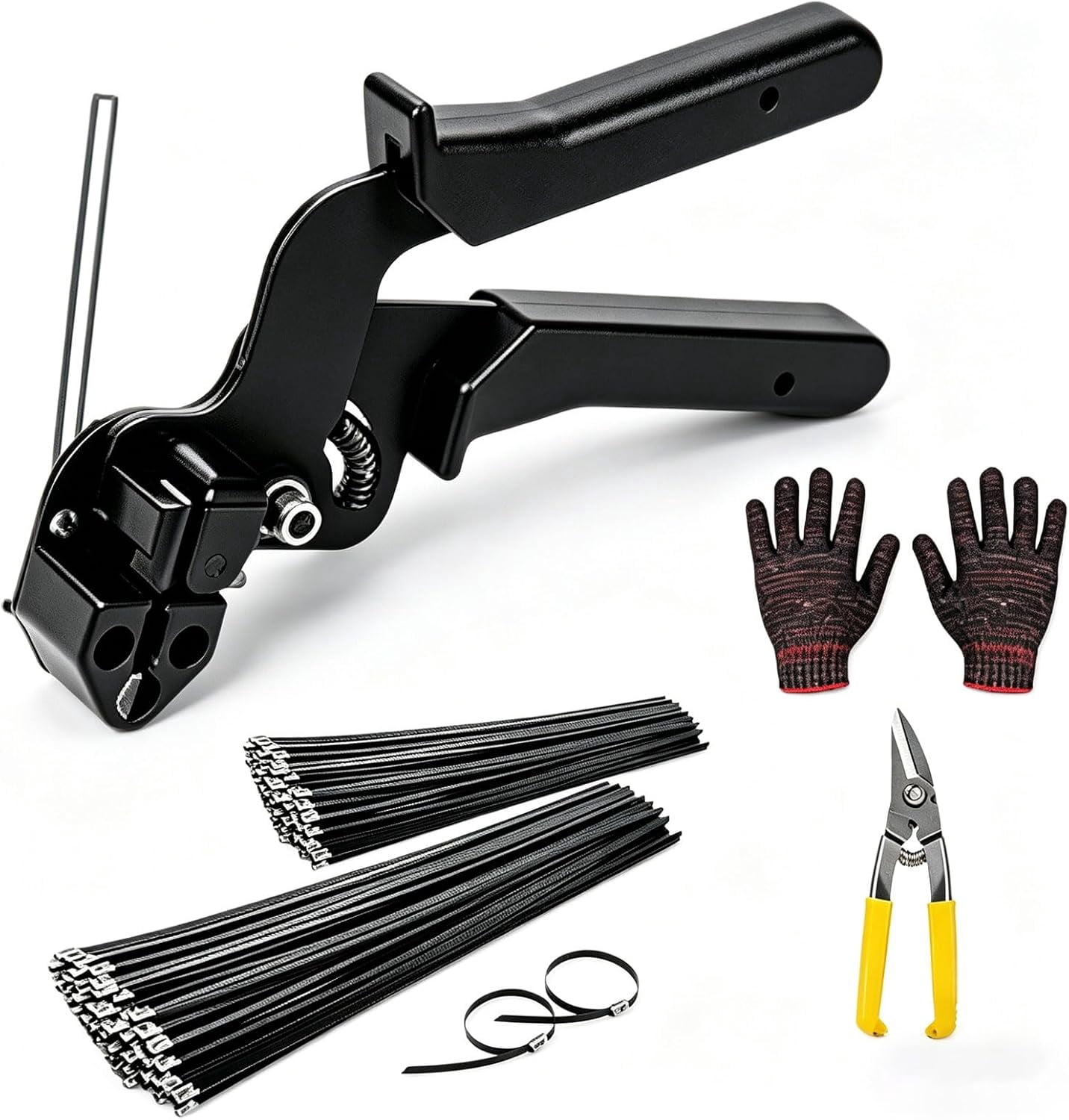 Stainless Steel Cable Tie Set (Includes 100 Metal Ties) — 11.8-Inch Metal Ties, Suitable for Chain-Link Fences, Exhaust Pipe Wrapping, and Outdoor Securing