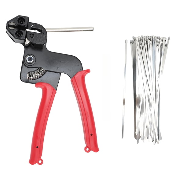 Stainless Steel Cable Tie Tool Kit with 100 PCS Ties, 200LBS Tensile Strength