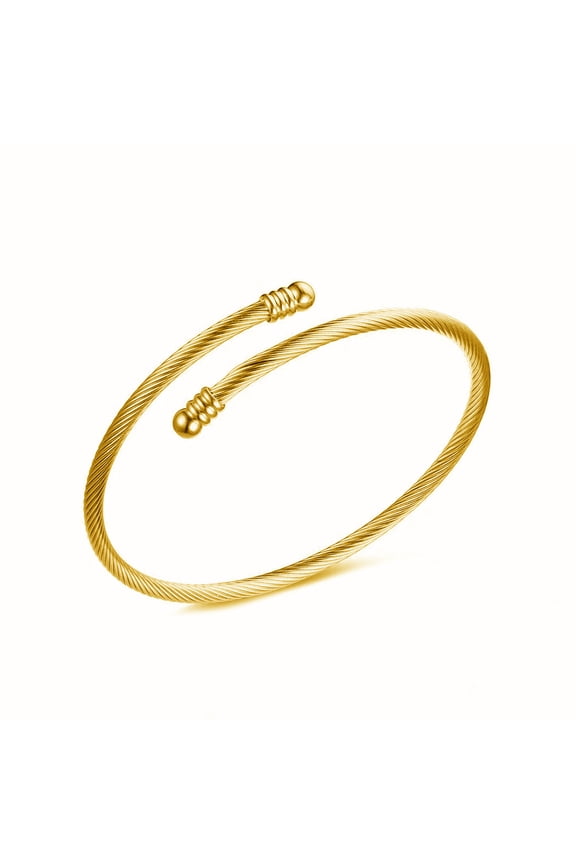 Stainless Steel Cable Wire Open Cuff Adjustable Size Bangle Bracelet