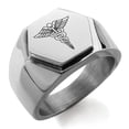 thumbnail image 1 of Tioneer Stainless Steel Engraved Top Biker Style Polished Ring, 1 of 1