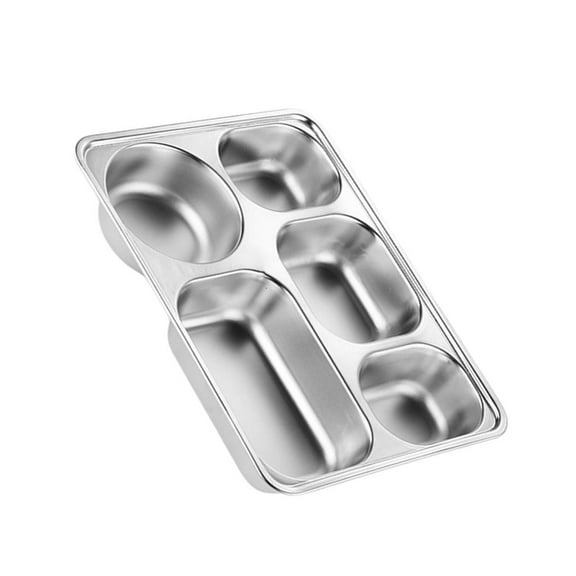 Stainless Steel Cafeteria Tray with Compartments Food Division Dinner Plate
