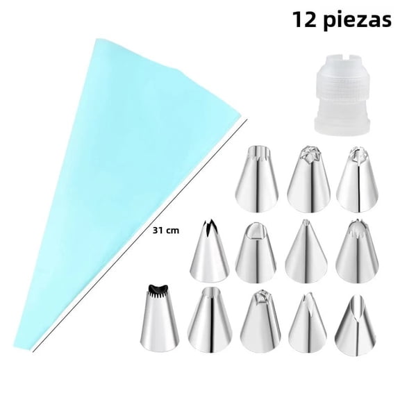 Stainless Steel Cake Decorating Shell Set, Thickened EVA Piping Bags, Cream and Glue Tools