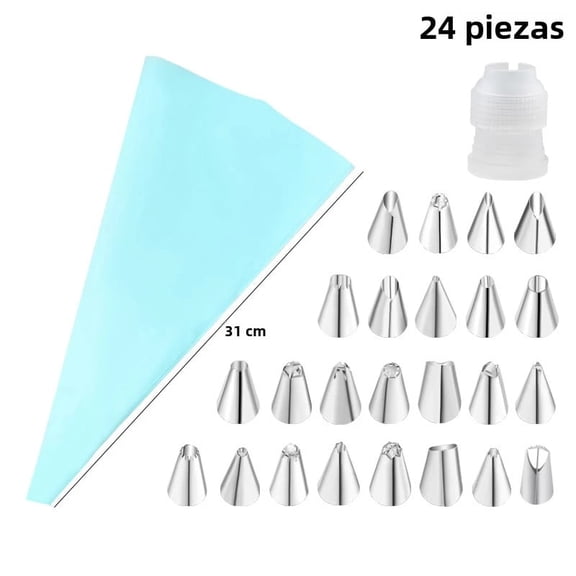 Stainless Steel Cake Decorating Shell Set, Thickened EVA Piping Bags, Cream and Glue Tools
