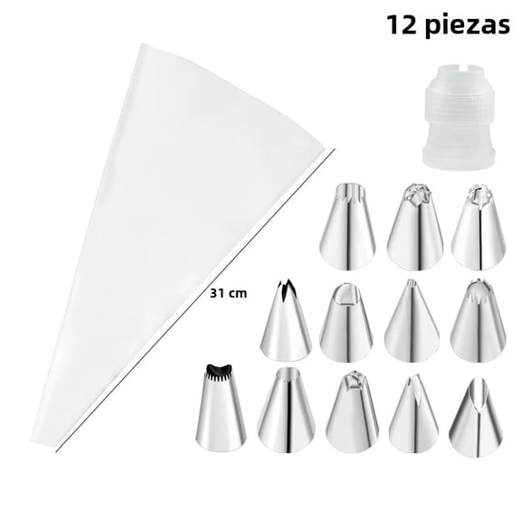 Stainless Steel Cake Decorating Shell Set, Thickened EVA Piping Bags, Cream and Glue Tools