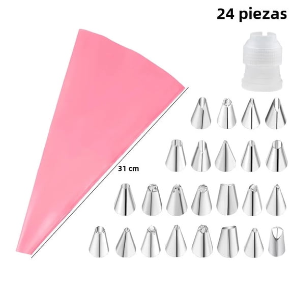 Stainless Steel Cake Decorating Shell Set, Thickened EVA Piping Bags, Cream and Glue Tools